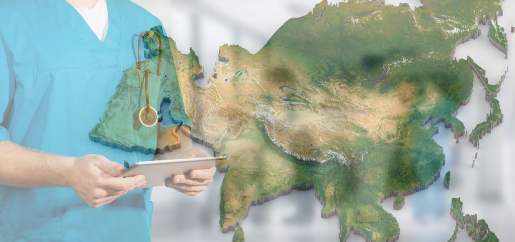 Asian Map over Doctor Photo